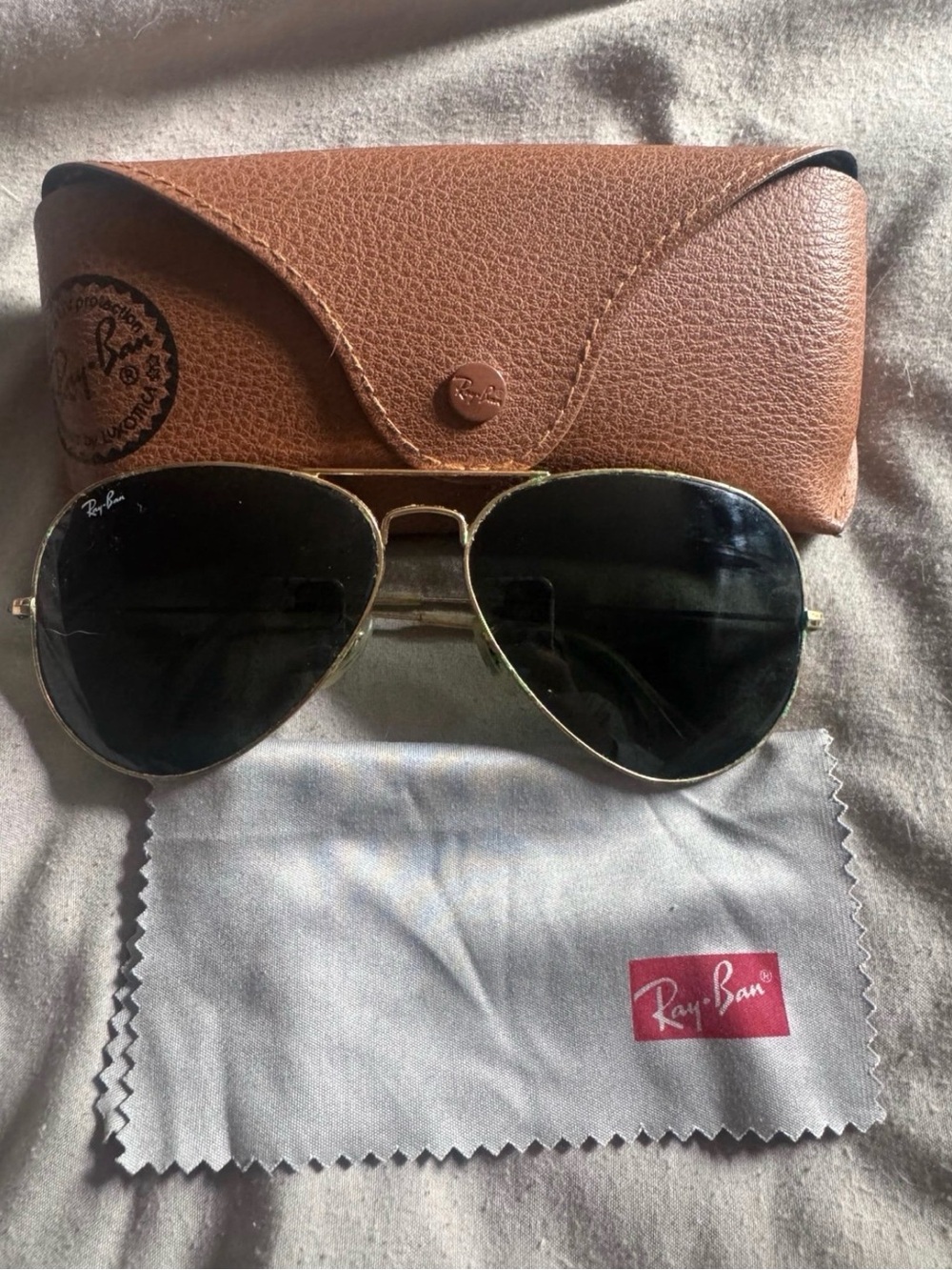 Ray-Ban Aviator Sunglasses in Gold with Black Lenses